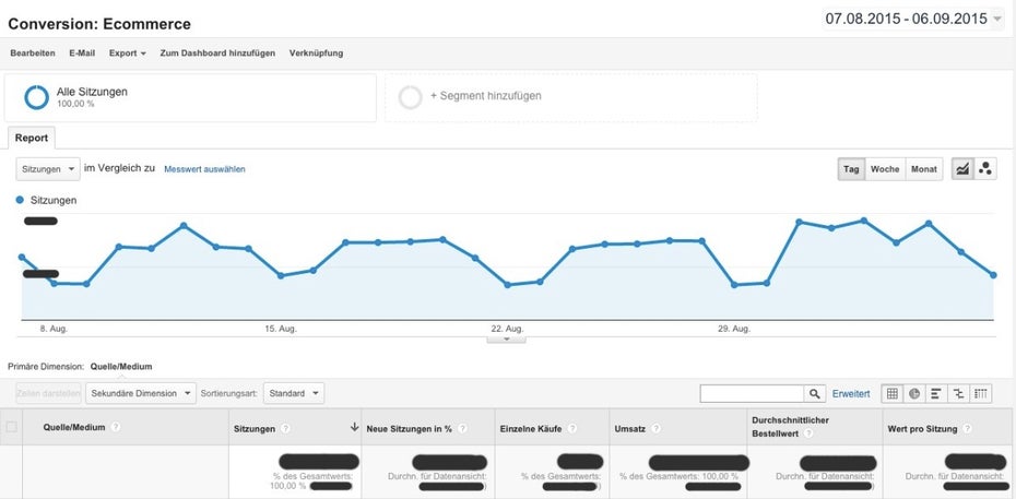 Welche Quellen den meisten Umsatz erwirtschaften, zeigt dieser benutzerdefinierte Bericht. (Screenshot: t3n/ Google Analytics)