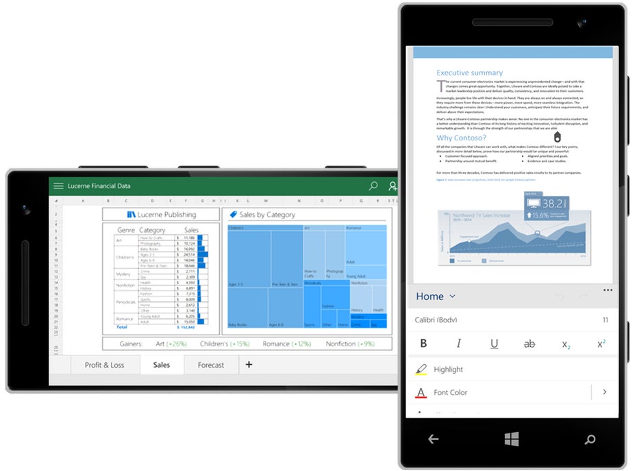 Office 2016 verspricht schicke und einfach zu synchronisierende mobile Anwendungen. (Grafik: Microsoft)