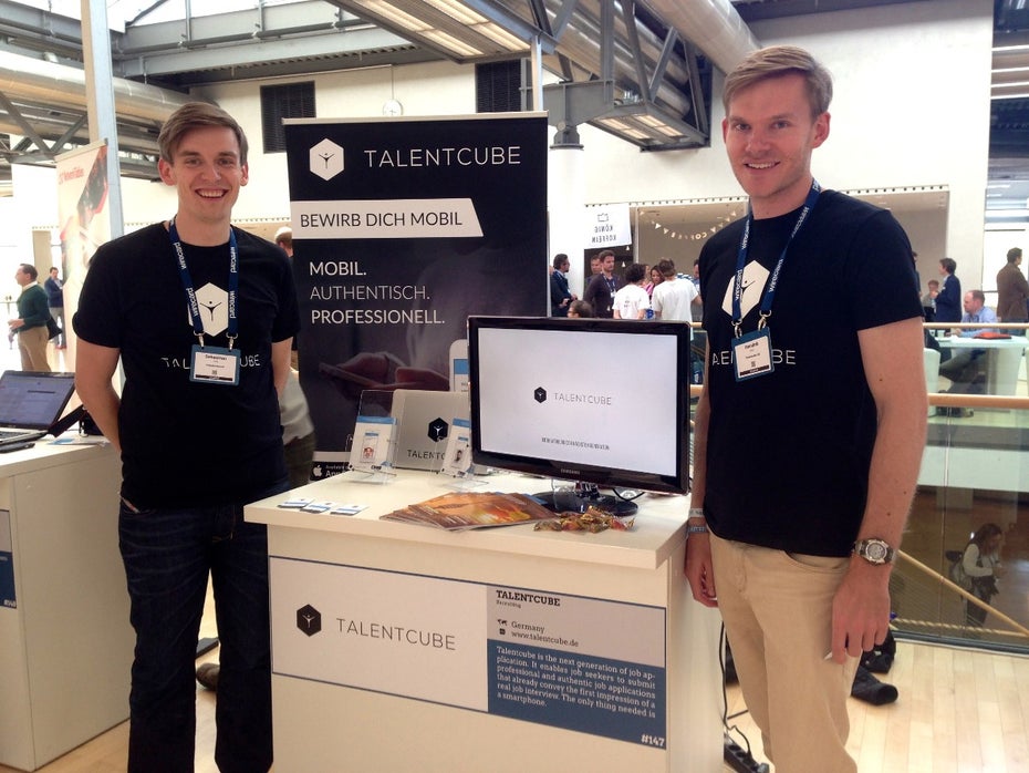 Talentcube präsentiert sich mit einem Stand beim Bits-and-Pretzels-Gründerfestival in München. (Foto: t3n)
