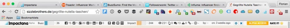 Nützlich: die Impactana-Toolbar zur Identifizierung von Influencern. (Screenshot: Florian Rieß)
