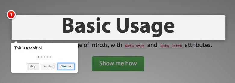Einführung in den Step-by-Step-Guide von Intro.js (Screenshot: Intro.js)