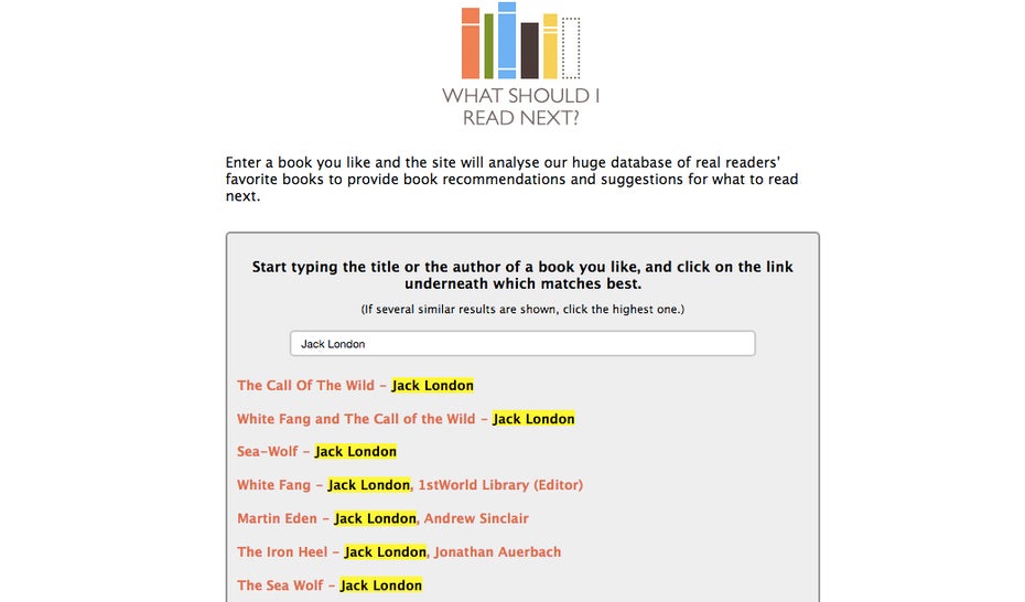 „What Should I Read Next“ gibt euch von der Crowd bereitgestellte Buch-Empfehlungen. (Screenshot: whatshouldireadnext.com)