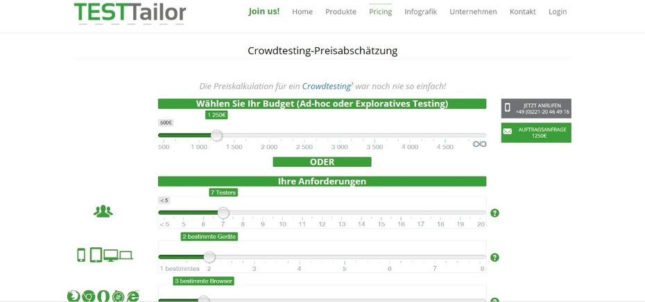 So klare Preisauskünfte findet man selten bei den Agenturen (Quelle: TESTTailor)