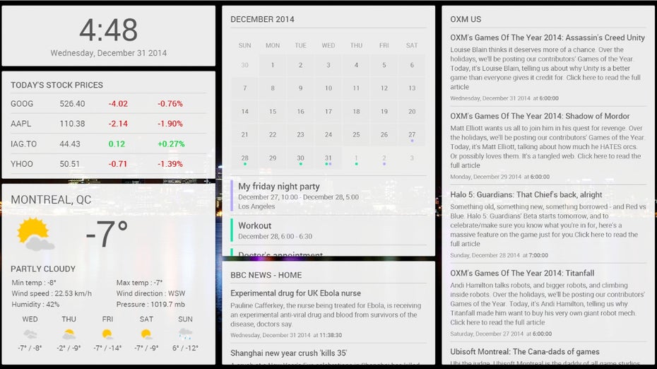 Dashboard Cast: Dank Chromecast wird euer Fernseher zur Nachrichtenzentrale. (Screenshot: Google-Play-Store)