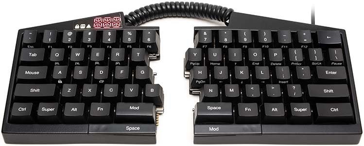 Ultimate Hacking Keyboard: Die mechanische Tastatur erlaubt eine ergonomische Handhaltung. (Grafik: Ultimate Hacking Keyboard)
