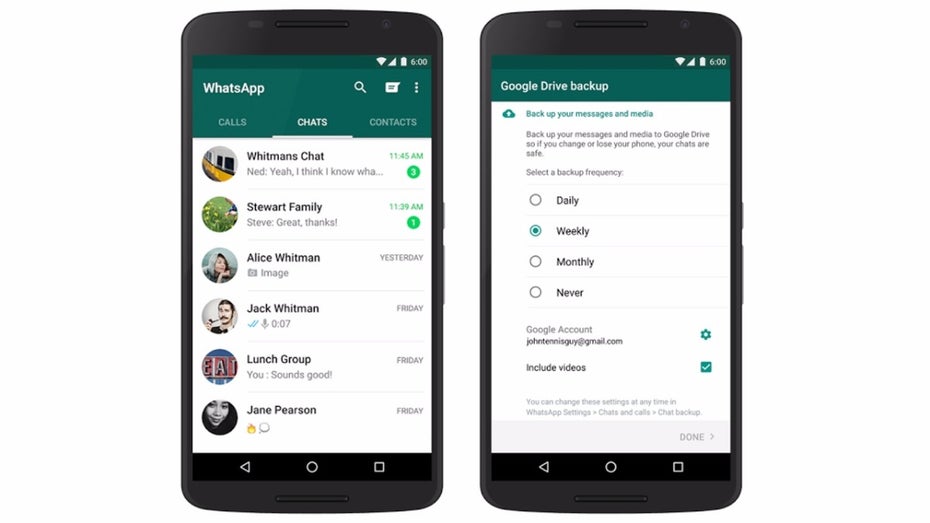 Die neue WhatsApp-Backup-Funktion war längst überfällig. (Bild: Google)