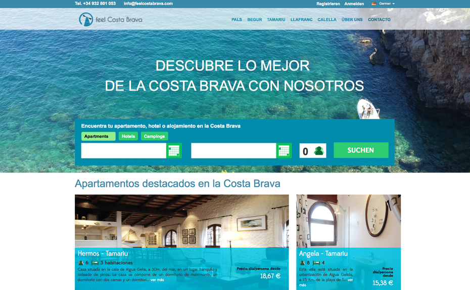 Feel Costa Brava setzt auf NEOS CMS. (Screenshot: t3n)
