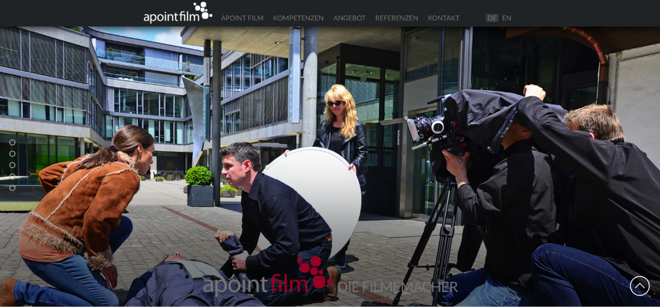 Die Parallax-Webseite von Apoint Film basiert auf NEOS CMS. (Screenshot: t3n)