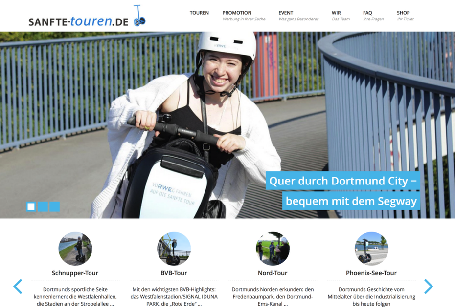 „Sanfte Touren“ bietet Segway-Trips in Dortmund an. (Screenshot: t3n) 