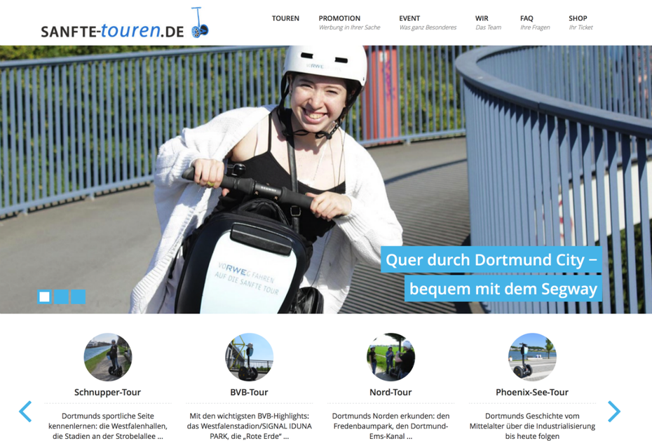 „Sanfte Touren“ bietet Segway-Trips in Dortmund an. (Screenshot: t3n)