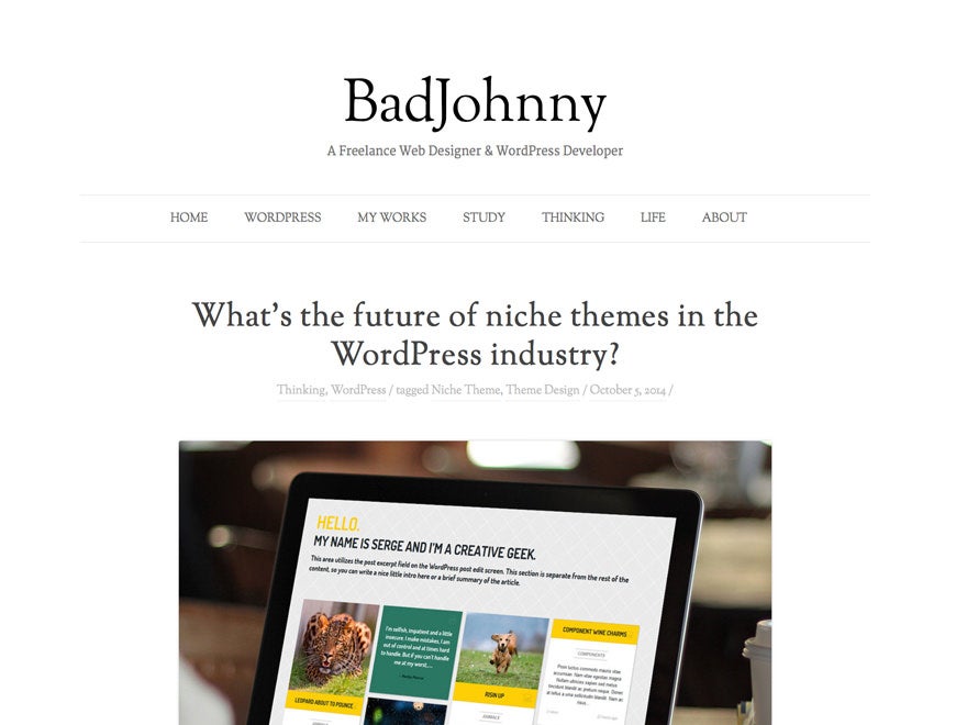 BadJohnny legt den Fokus auf den Text. (Screenshot: WordPress.org)