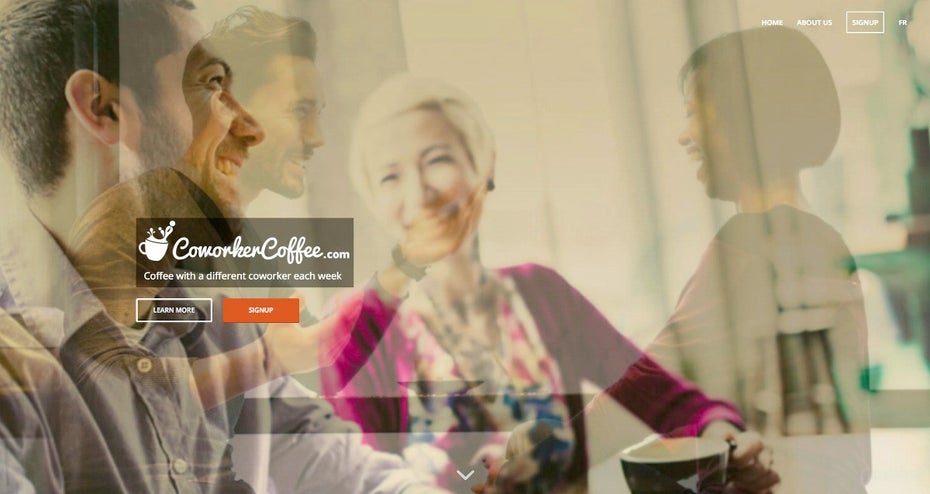 Coworker Coffee bringt euch jede Woche mit einem Kollegen zusammen. (Screenshot: Coworker Coffee)