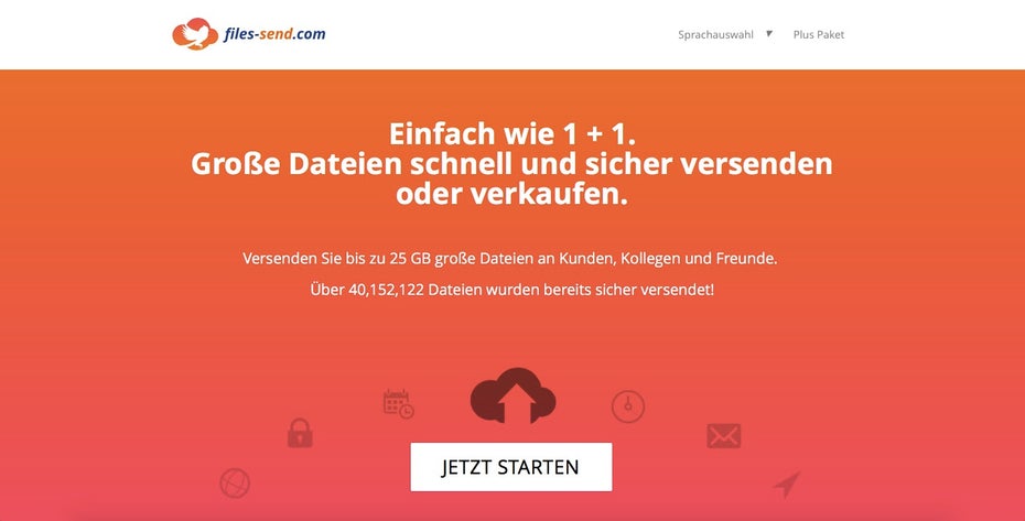 Auch files-send.com sitzt in Deutschland. (Screenshot: files-send.com)