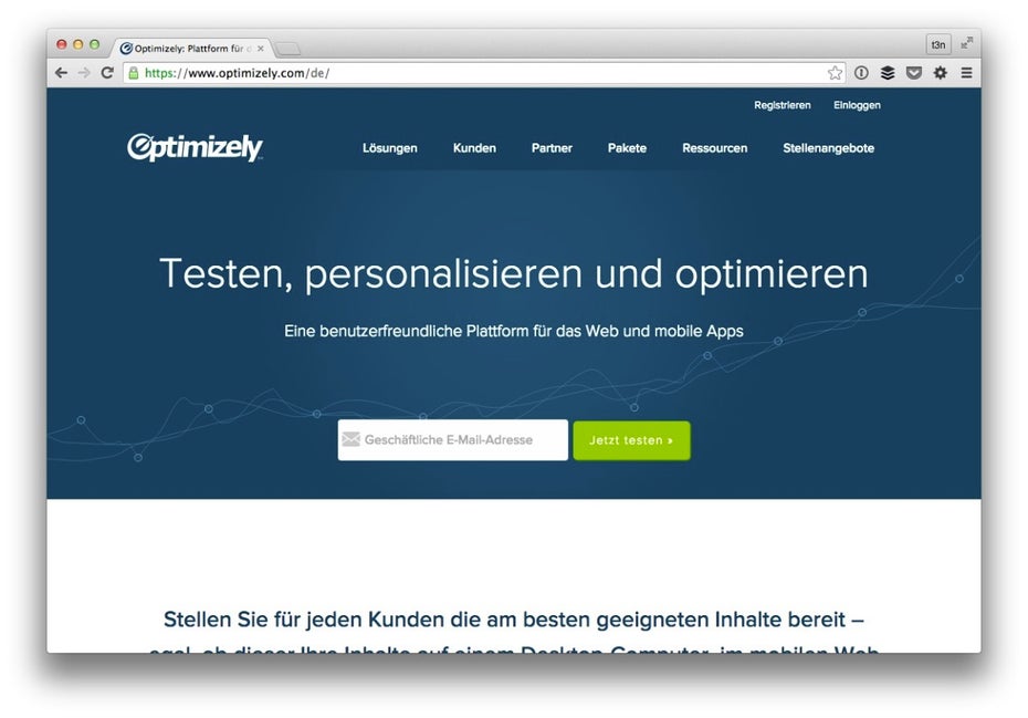 Optimizely bietet auch im kostenlosen Paket die wichtigsten Funktionen einer A/B-Testing-Software. (Screenshot: t3n)