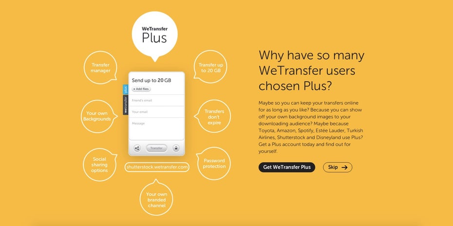 (Screenshot: WeTransfer)