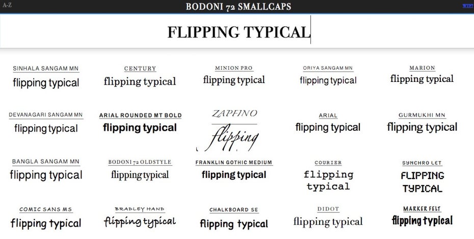 Font-Manager für den Browser: FlippingTypical.com.
