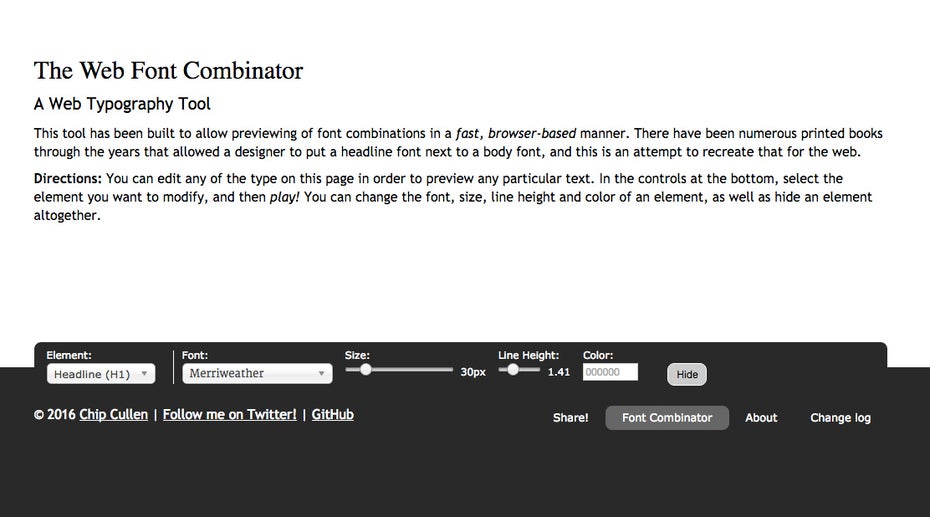 Font-Manager für den Browser: Font-Combinator.com.