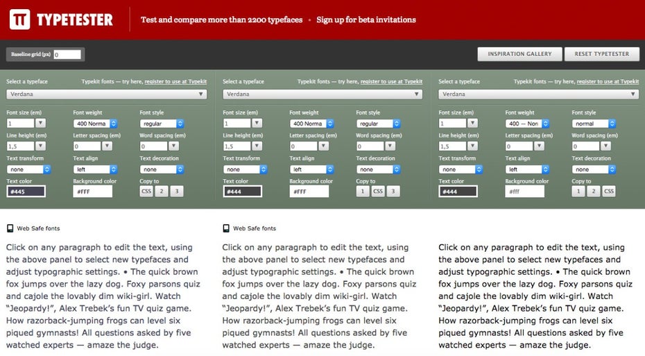 Font-Manager für den Browser: Typetester.org.