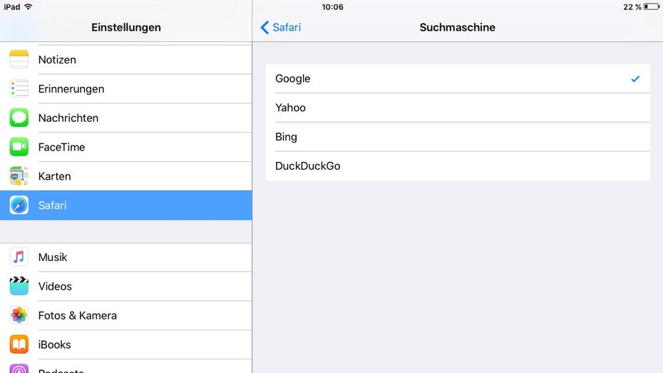 Google könnte schon bald nicht mehr die Standardsuche auf Apple-Geräten darstellen. (Screenshot: t3n/ Google) Weg von Google: Apple arbeitet angeblich an Suchmaschine