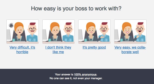 Mitarbeiter-Feeback per OfficeVibe: Beispiel für eine vorgefertigte Antwort. (Screenshot: t3n.de)