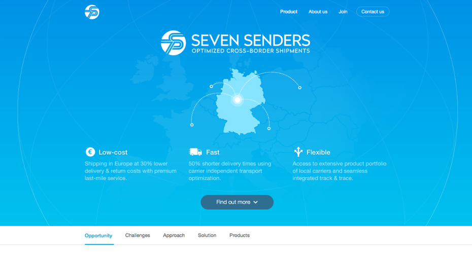 Seven Senders senkt die Kosten für den Versand von Waren ins Ausland. (Screenshot: t3n)