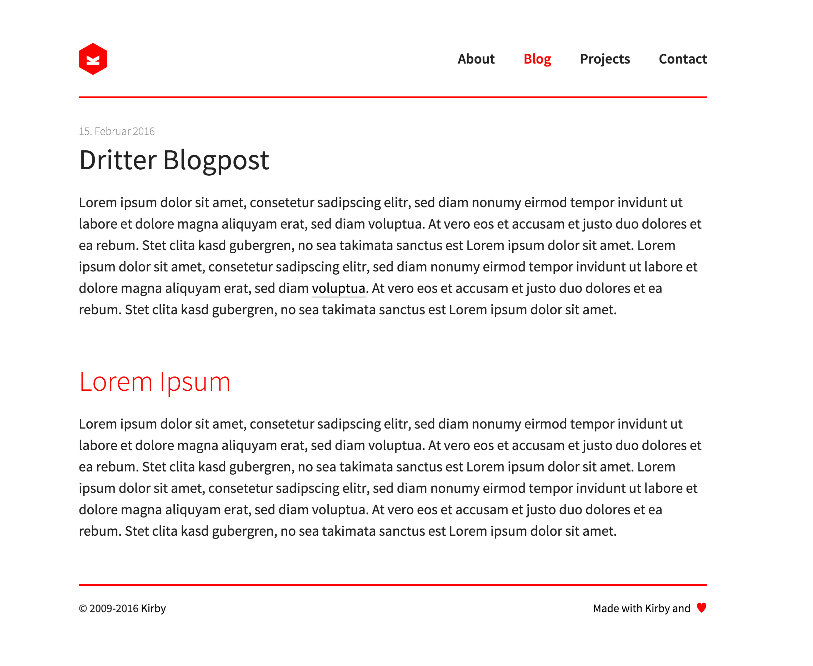 Ein einfaches Template zum Anzeigen eines Blogposts. (Screenshot: Moritz Stückler)