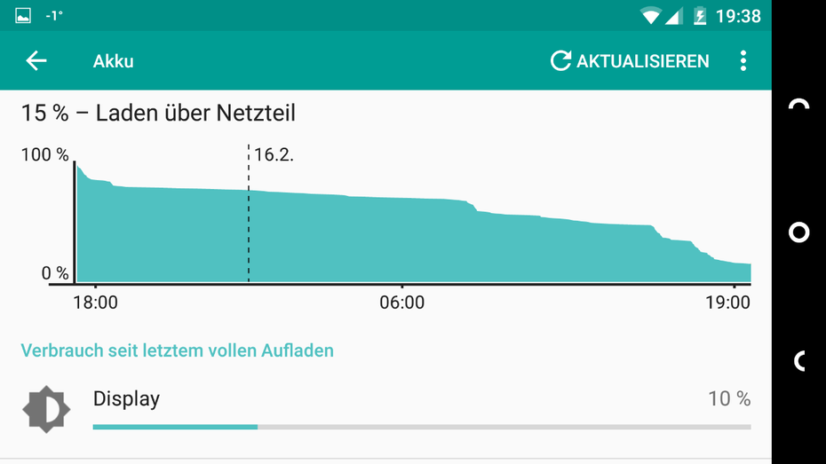 Bei moderater Nutzung hält der Akku des Robin rund einen Tag durch. (Screenshot: t3n)