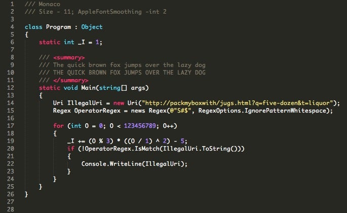 Die proprietäre Apple-Schrift Monaco richtet sich ebenfalls an Programmierer. (Screenshot: slate.co)