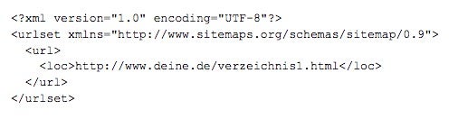 Beispiel einer XML-Sitemap-Datei.