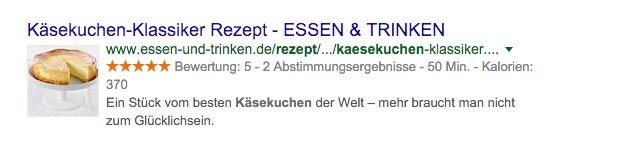 Rich Snippets in der Praxis bei essen-und-trinken.de. (Screenshot: Google)