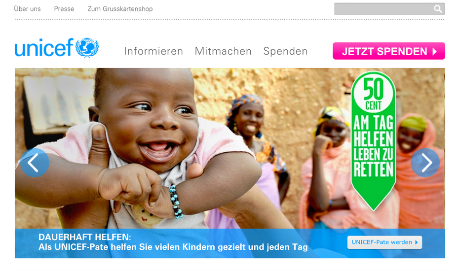 (Screenshot: Unicef.de)