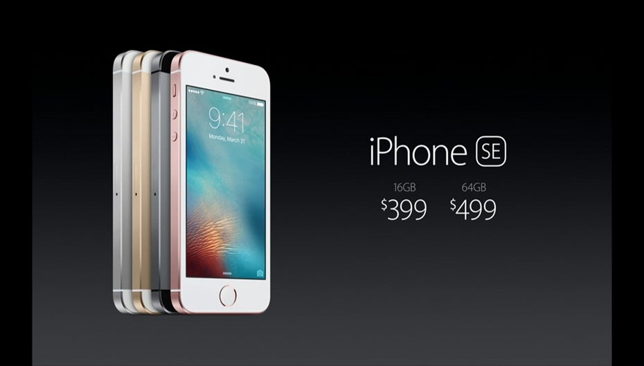 Das iPhone SE kostet ab 399 US-Dollar. (Screenshot: Apple)