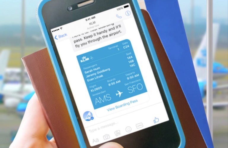KLM-Boarding geht jetzt auch über den Facebook-Messenger. (Grafik: KLM)