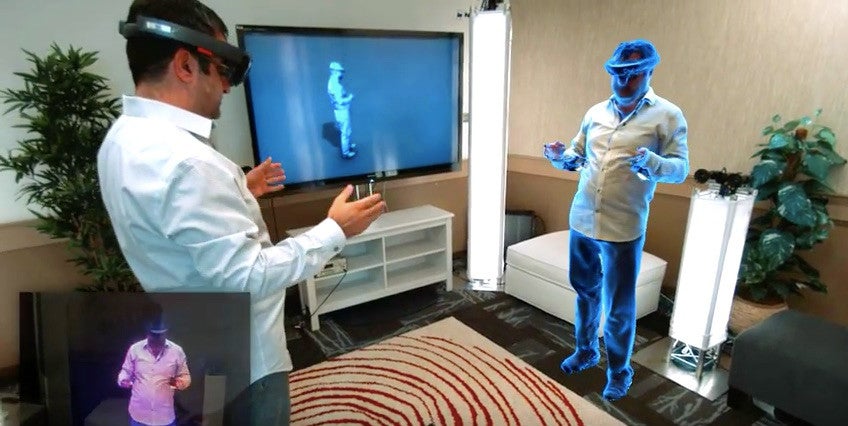 Holoportation: Videochat mit HoloLens-Brille. (Screenshot: Microsoft/YouTube)