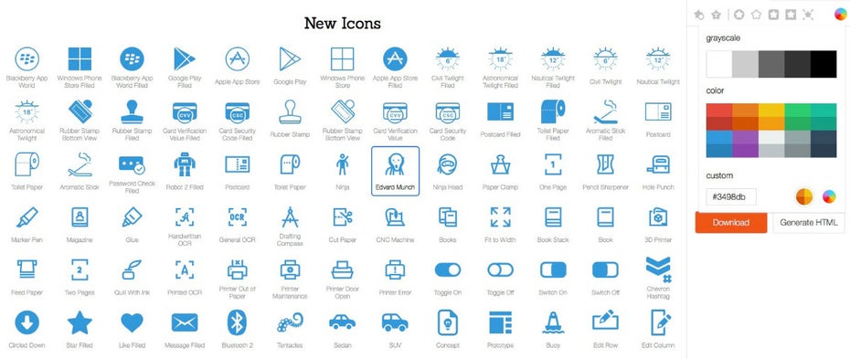 Wer Icons im Flatdesign benötigt, ist bei Icons 8 richtig. (Bild: Icons 8)