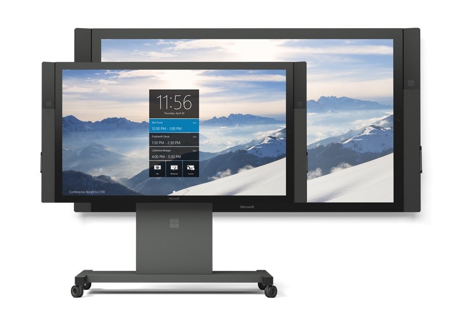 Microsofts Surface Hub kann entweder an der Wand befestigt oder per Standfuss aufgestellt werden. (Bild: Microsoft)