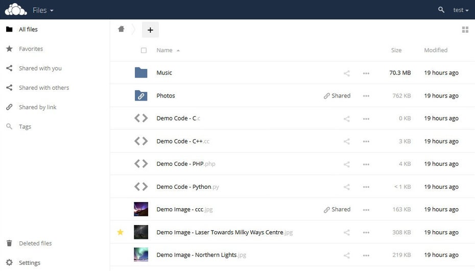 ownCloud-Hoster: Die Optik der Oberfläche ist im Flat Design gehalten. (Screenshot: ownCloud)