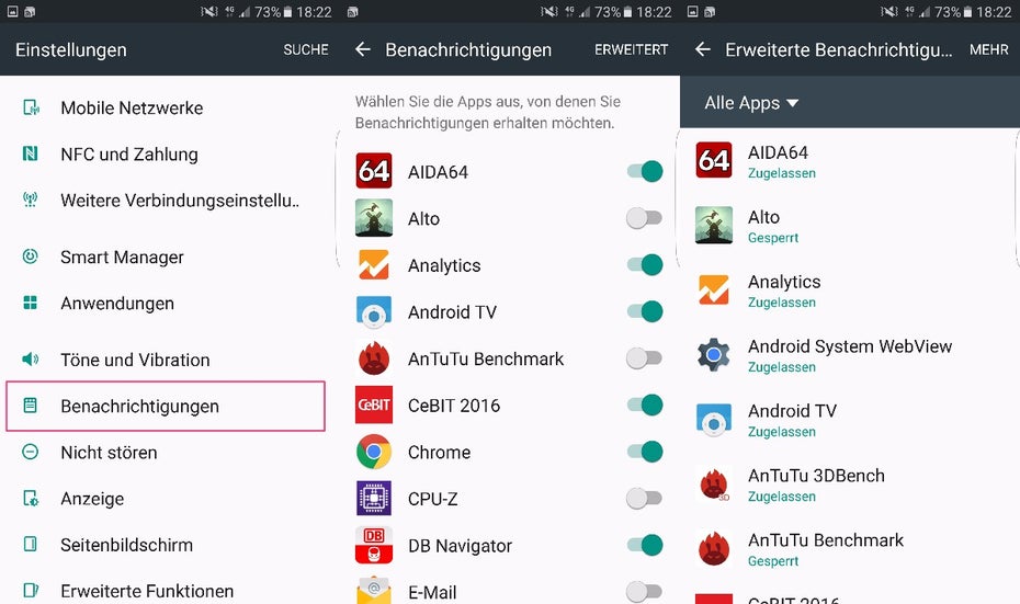 Für mehr Ruhe in der Benachrichtigungsleiste. (Screenshot: t3n) 