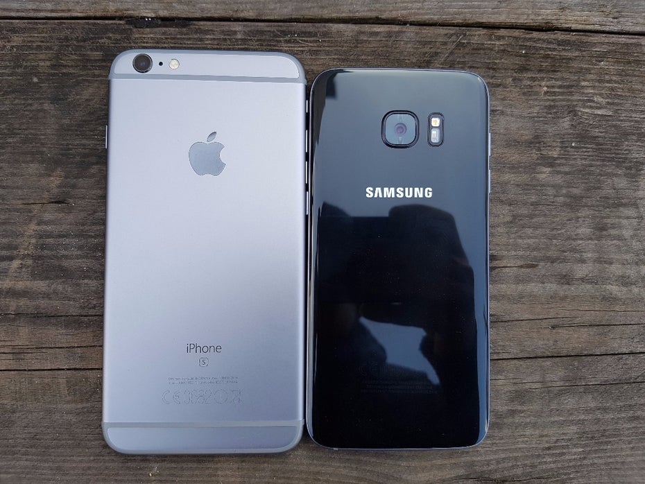 Größenvergleich: Samsung S7 edge und iPhone 6s Plus. (Foto: t3n)