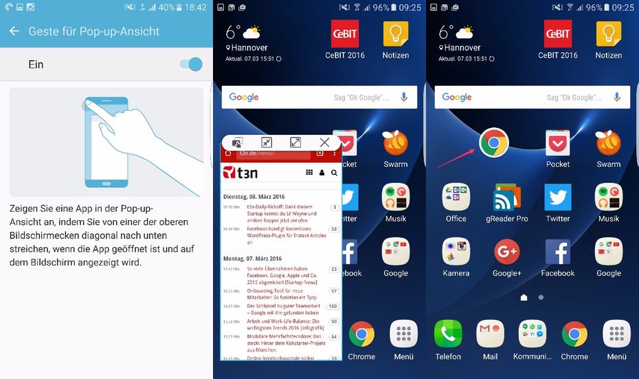 Einzelne Apps können in verkleinerter Ansicht auf dem Homescreen platziert werden. (Screenshot: t3n)
