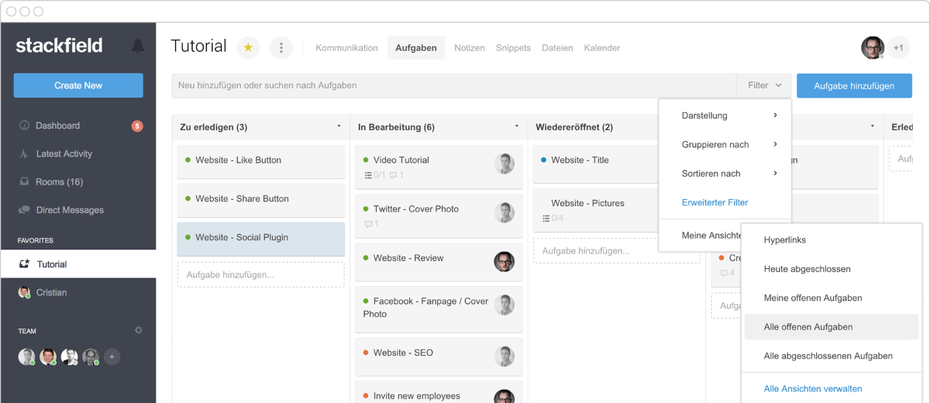 Stackfield – Clientseitige Verschlüsselung bietet Sicherheit (Screenshot: stackfield.com)