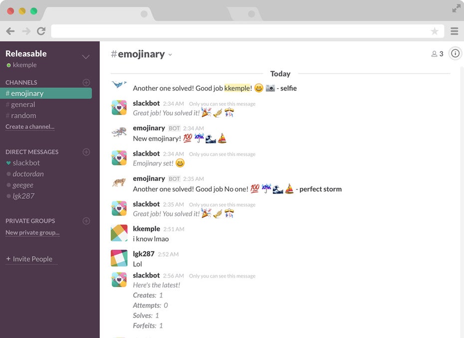 Emojinary für Slack: Pictionary mit Emojis. (Screenshot: Emojinary)