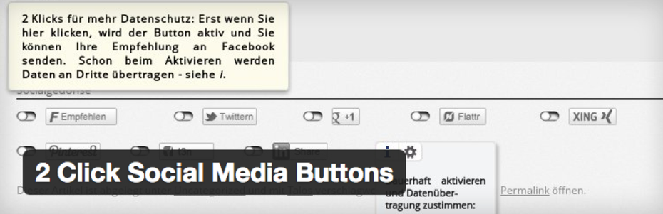 Das Plugin "2 Click Social Media Buttons" kann helfen. (Screenshot: H.-Peter Pfeufer)