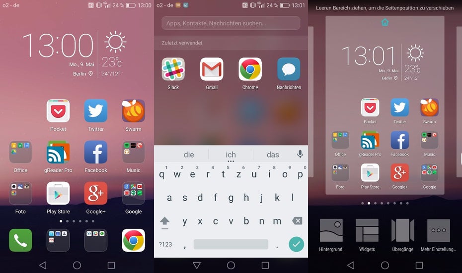 Die Nutzeroberfläche des Huawei P9: Android 6.0 mit EMUI 4.1. (Bild: t3n)