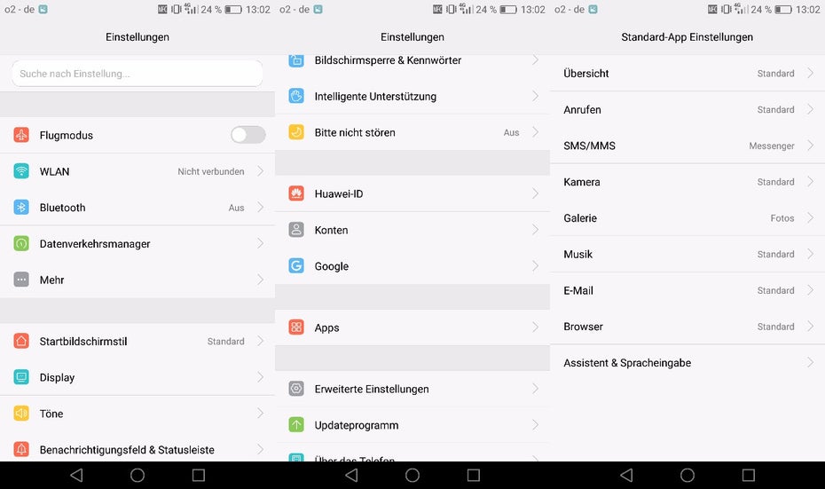 Die Einstellungen des Huawei P9 – hier sollte der Hersteller noch etwas weniger verschachteln. (Bild: t3n)