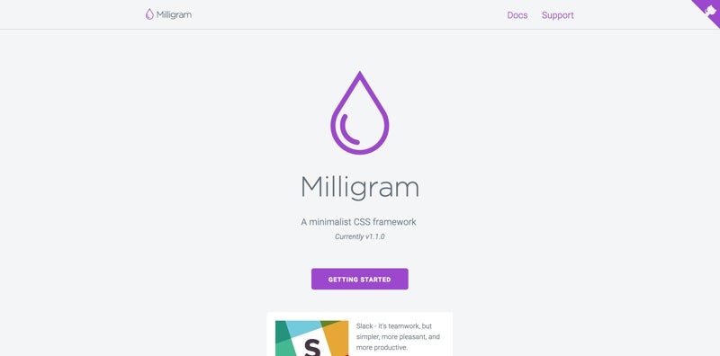 Bootstrap-Alternative: Milligram (Screenshot: Milligram)