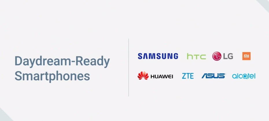 Diese Hersteller werden in diesem Jahr Daydream-kompatible Smartphones im Programm haben. (Screenshot: Google)