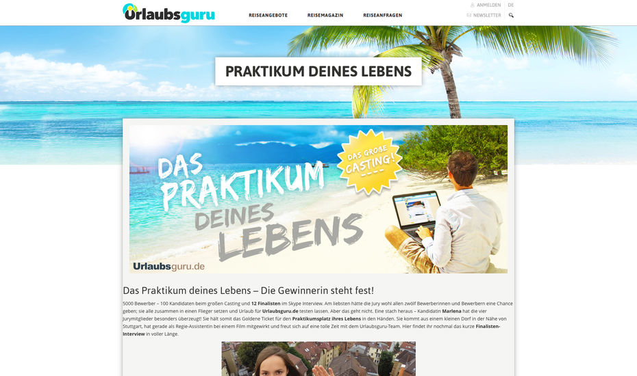 Eine „Weltreise auf Firmenkosten“: Die Guerilla-Marketing-Kampagne von Urlaubsguru.de war ein Volltreffer. Sogar RTL berichtete. (Bild: urlaubsguru.de)