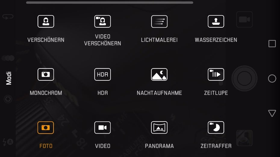 Die verschiedenen Modi der Huawei-P9-Kamera-App (Bild: t3n)