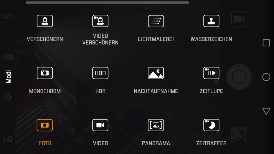 Die verschiedenen Modi der Huawei-P9-Kamera-App (Bild: t3n) 